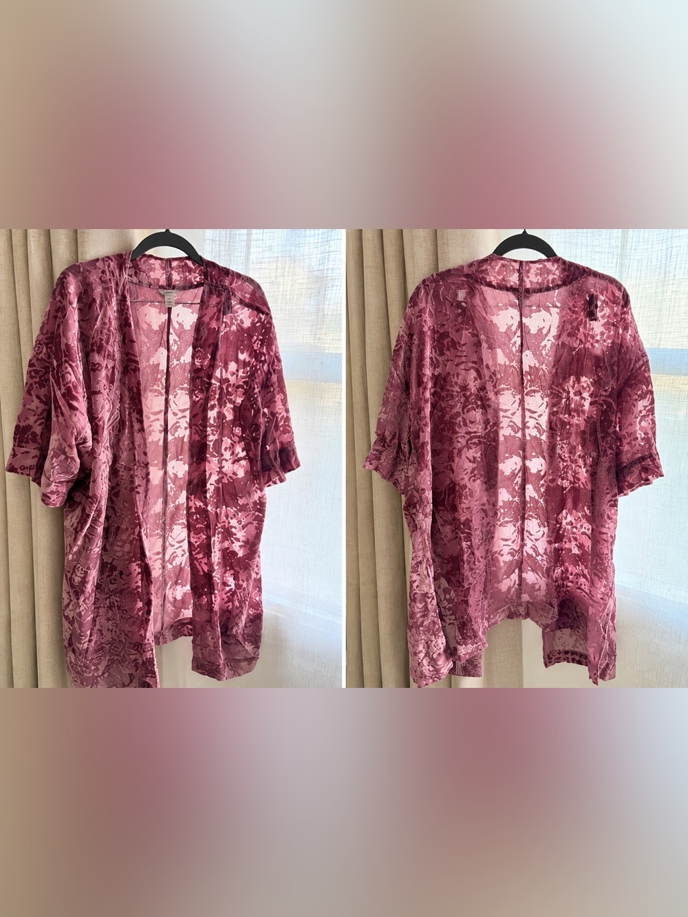 Vintage Y2K Arizona Jean Co Plum Burnout Velvet Robe XL XXL Sheer Floral